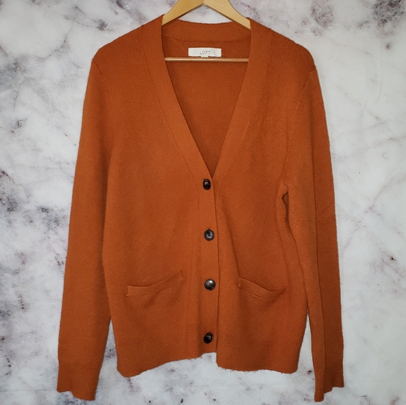 LOFT Sweaters - Loft burnt orange cardigan sweater size XL